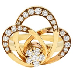 Norman Teufel 1975 0.60 CTW Diamond 14 Karat Gold Vintage Kinetic Spinning Ring