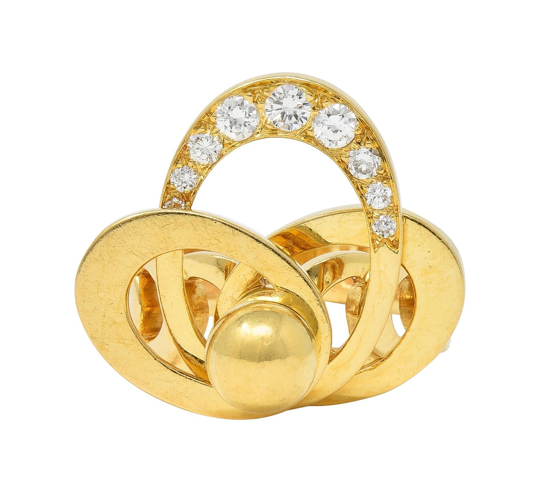 Norman Teufel Diamond 18 Karat Gold Arch Vintage Kinetic Fidget Spinning Ring For Sale 8