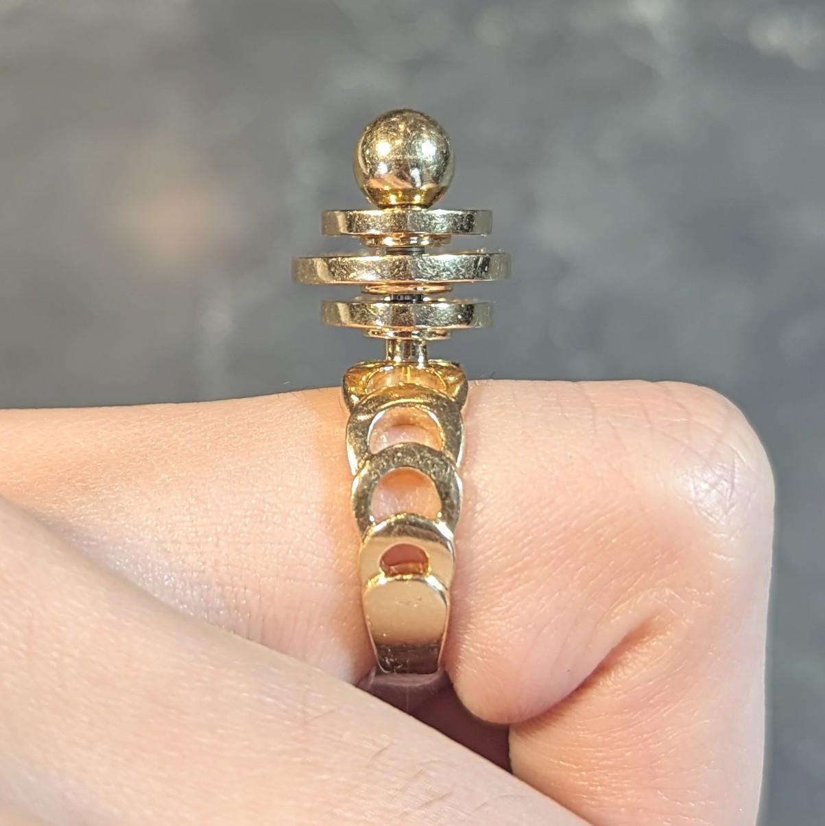 Norman Teufel Diamond 18 Karat Gold Arch Vintage Kinetic Fidget Spinning Ring For Sale 10