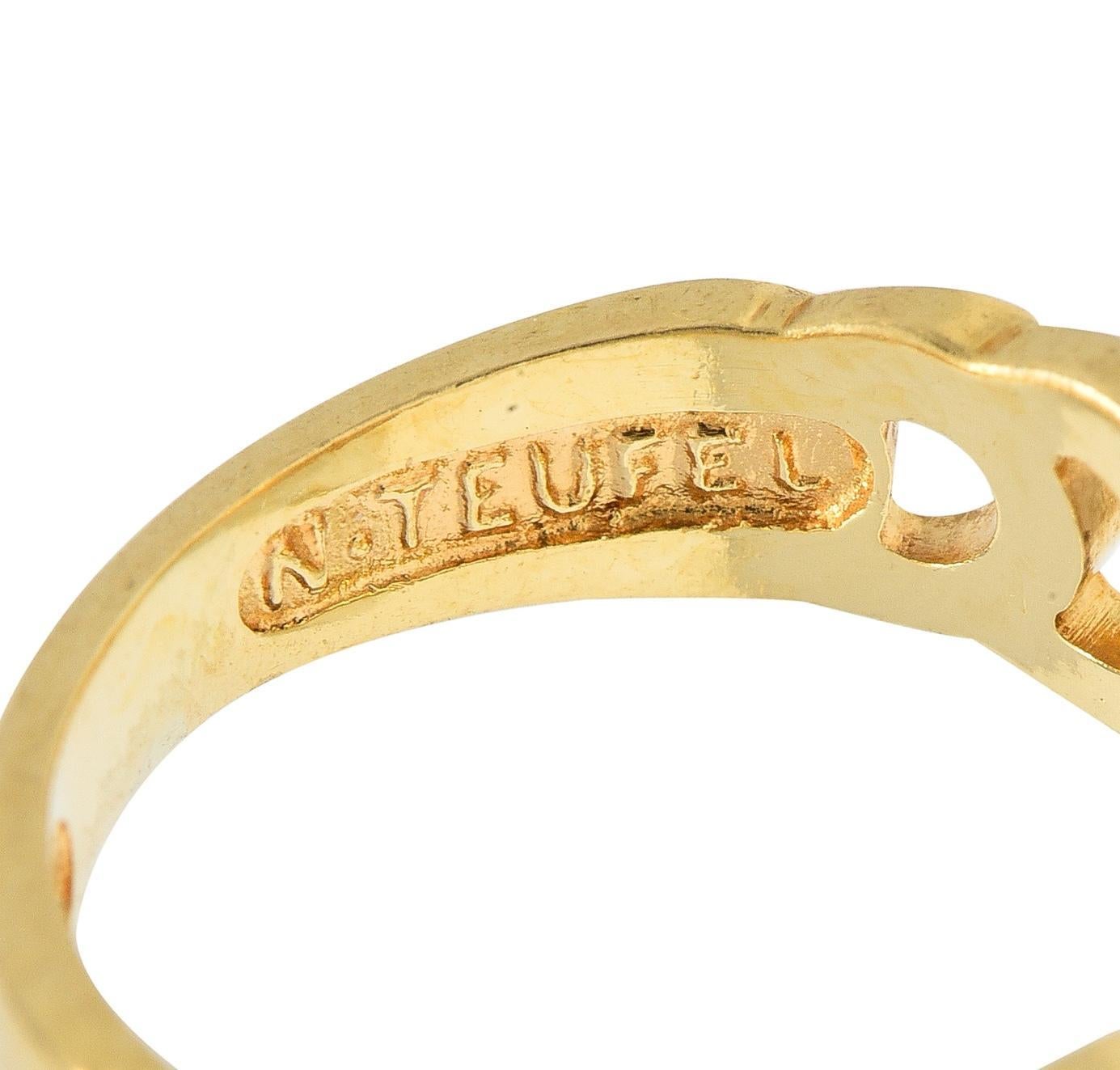 Norman Teufel Diamond 18 Karat Gold Arch Vintage Kinetic Fidget Spinning Ring For Sale 2