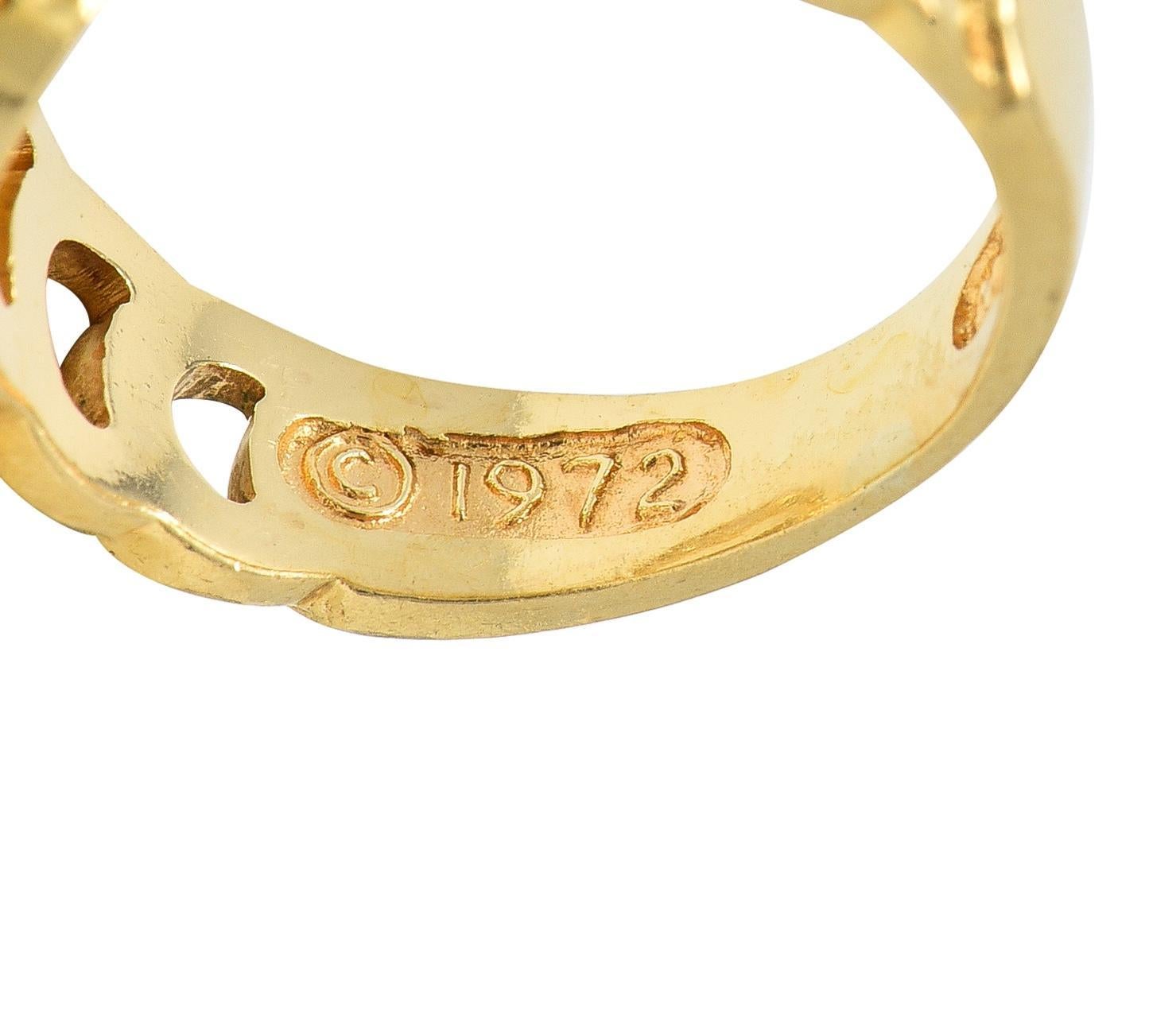 Norman Teufel Diamond 18 Karat Gold Arch Vintage Kinetic Fidget Spinning Ring For Sale 3
