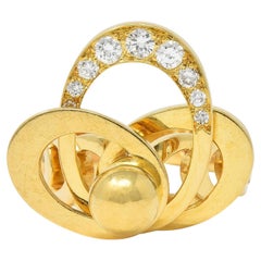 Norman Teufel Diamond 18 Karat Gold Arch Vintage Kinetic Fidget Spinning Ring