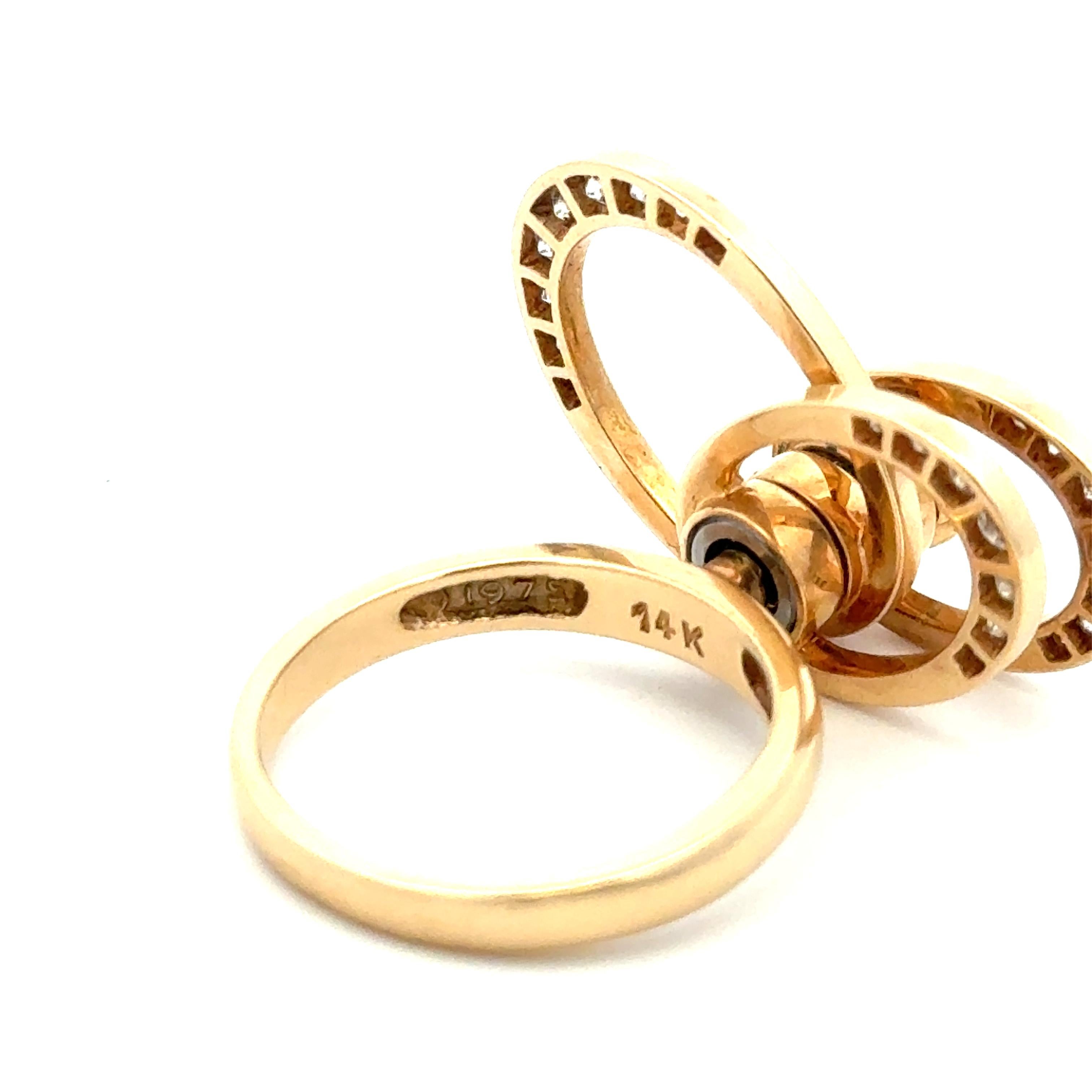 Women's Norman Teufel Diamond Motion Ring 14K Yellow Gold For Sale