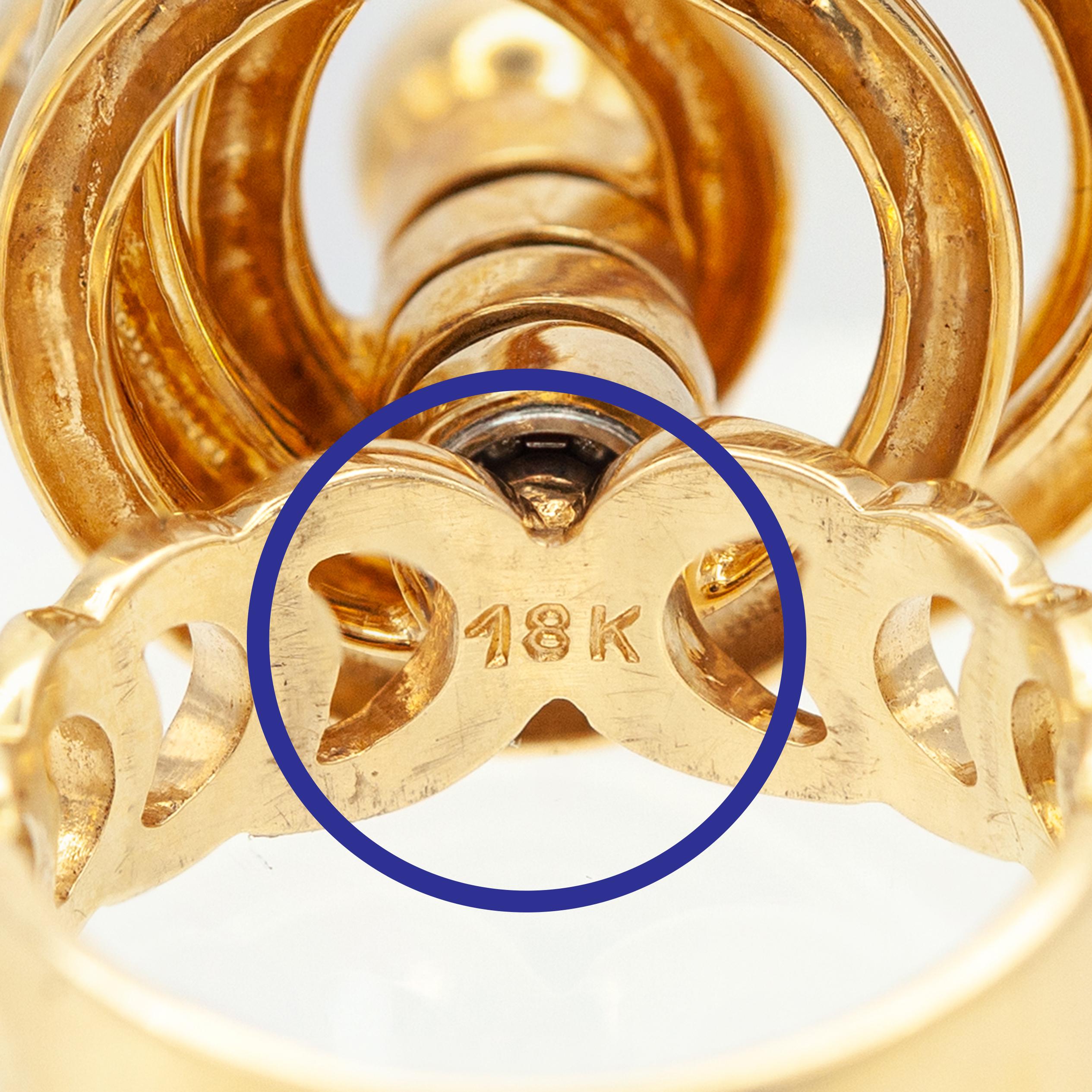 NORMAN TEUFEL Bague de mouvement en or jaune 18 carats avec diamants c.C. 1970 en vente 4