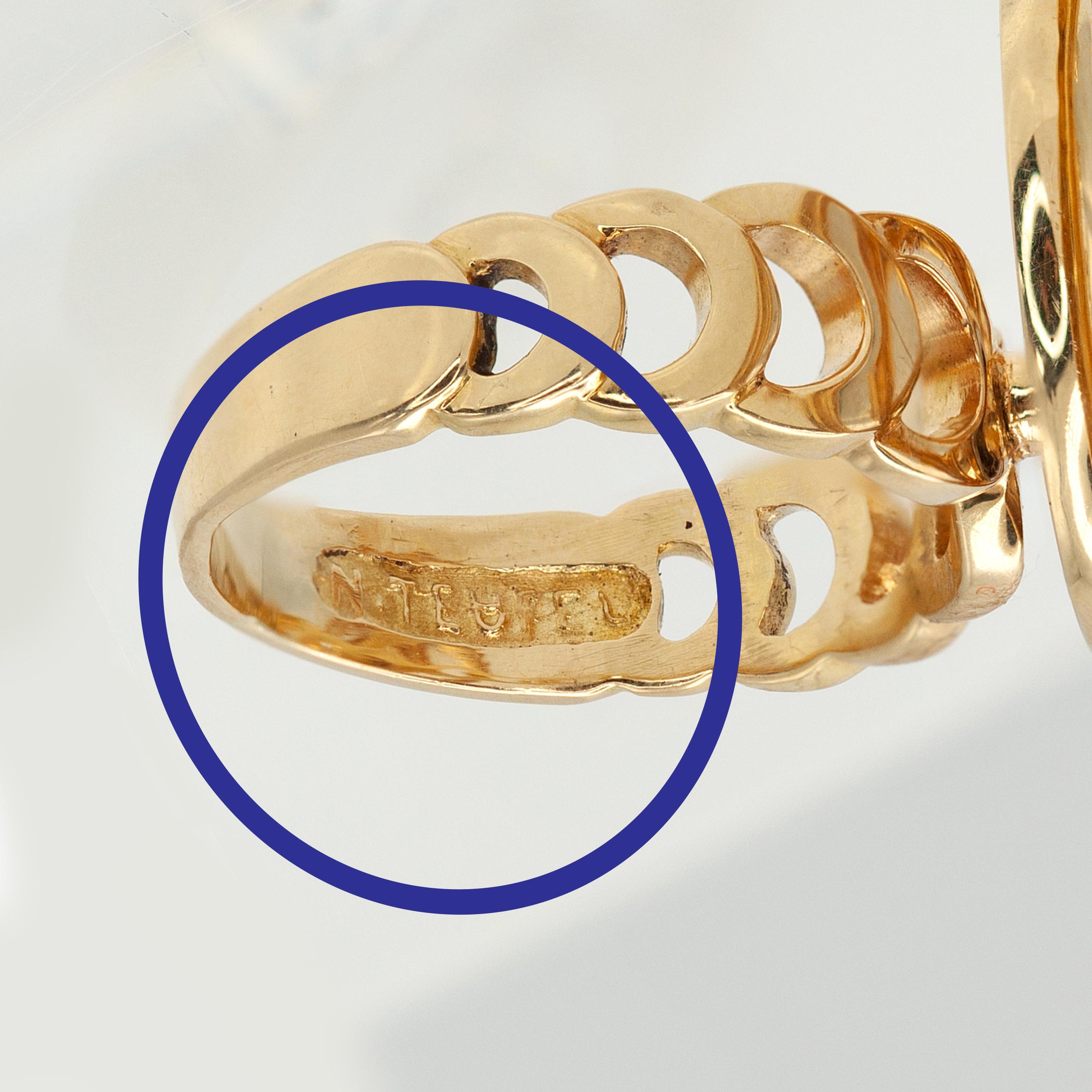 NORMAN TEUFEL Bague de mouvement en or jaune 18 carats avec diamants c.C. 1970 en vente 3