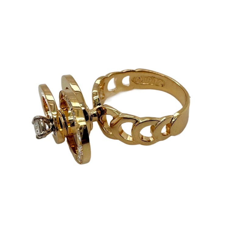 Norman Teufel Spinning 3 Tier in Motion Diamond Ring 18kt Yellow Gold circa  1972 at 1stDibs | spinner diamond ring, norman aspis