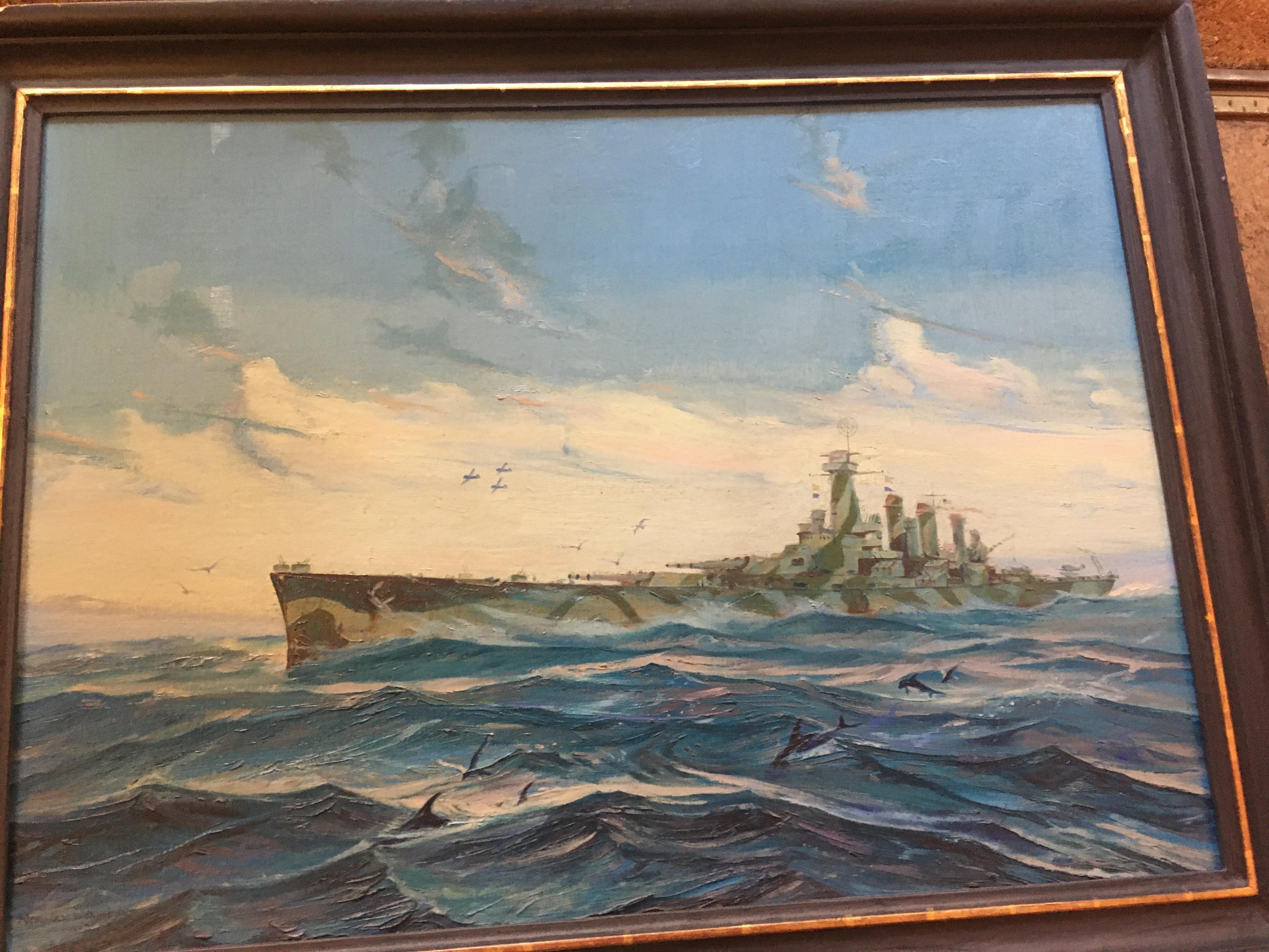 USS North Carolina - Painting by Norman Wilkinson CBE PRI
