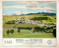 "Kendal from Oxenholme - LMS" British Rail Landscape Original Vintage Poster