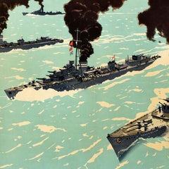 Original Vintage Poster War Savings Are Warships Norman Wilkinson WWII Navy Sea