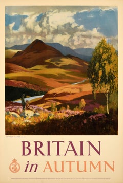 Original Vintage Travel Poster Britain In Autumn Norman Wilkinson Country Hiking