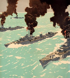 Original Vintage WWII Poster War Savings Are Warships Norman Wilkinson Navy Art