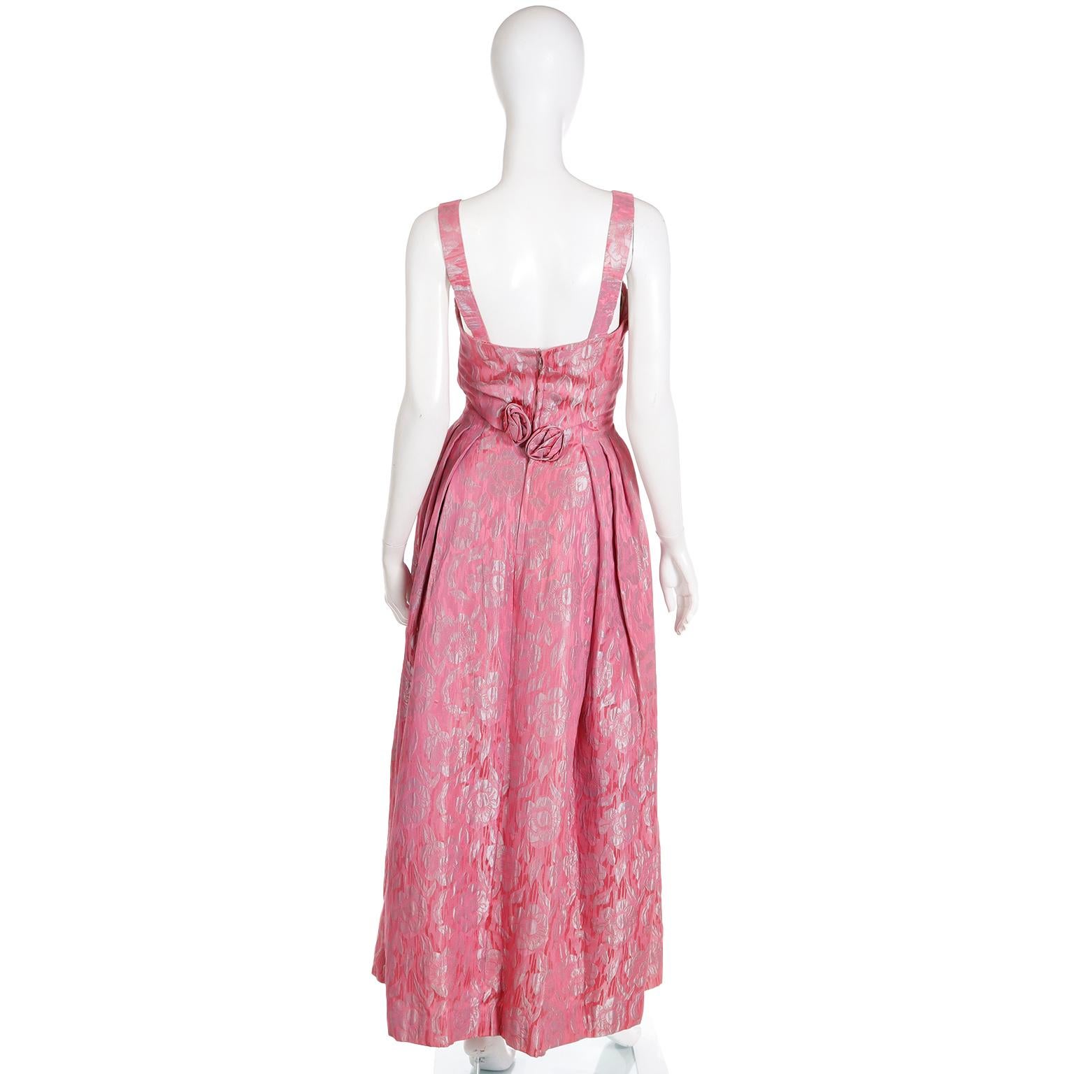 Women's Norman Young 1950s Vintage Pink Jacquard Evening Gown