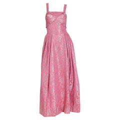 Norman Young 1950s Vintage Jacquard Pink Evening Gown