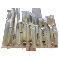 Used Normandie by Puiforcat French Silverplate Flatware Set 12 Service 100 Pcs New