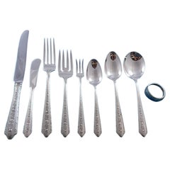 Normandie by Wallace Sterling Silver Flatware Set for 12 Service 117 pcs Floral