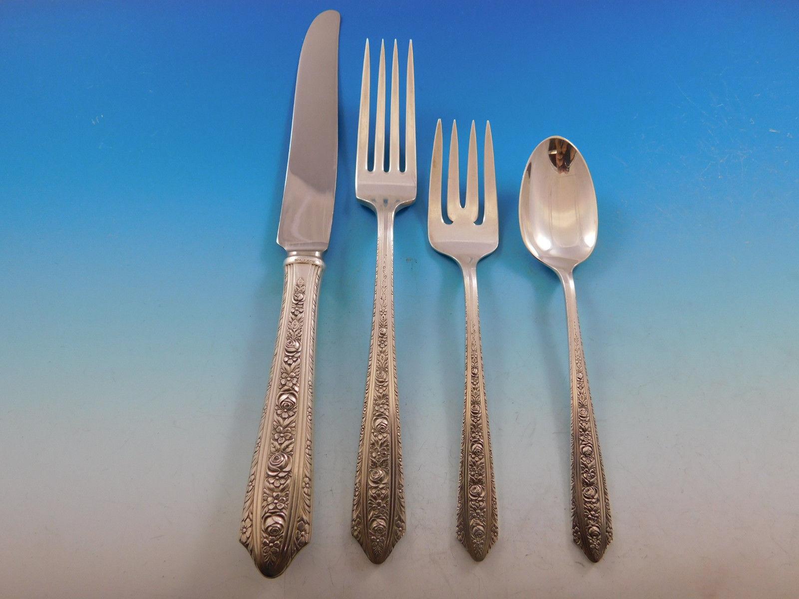 American Normandie by Wallace Sterling Silver Flatware Set for 12 Service 76 Pcs Dinner For Sale