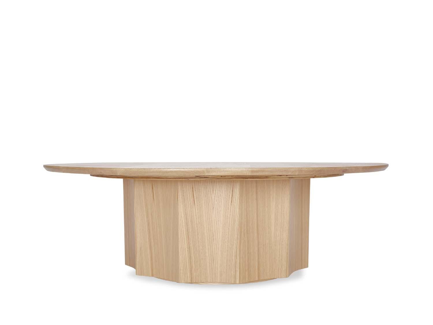 The Normandie cocktail table with wood top is a variation of our stone top Normandie Cocktail table. It features an American walnut or white oak fluted base with a sturdy wood top. Available in three sizes. 

 The Lawson-Fenning collection is