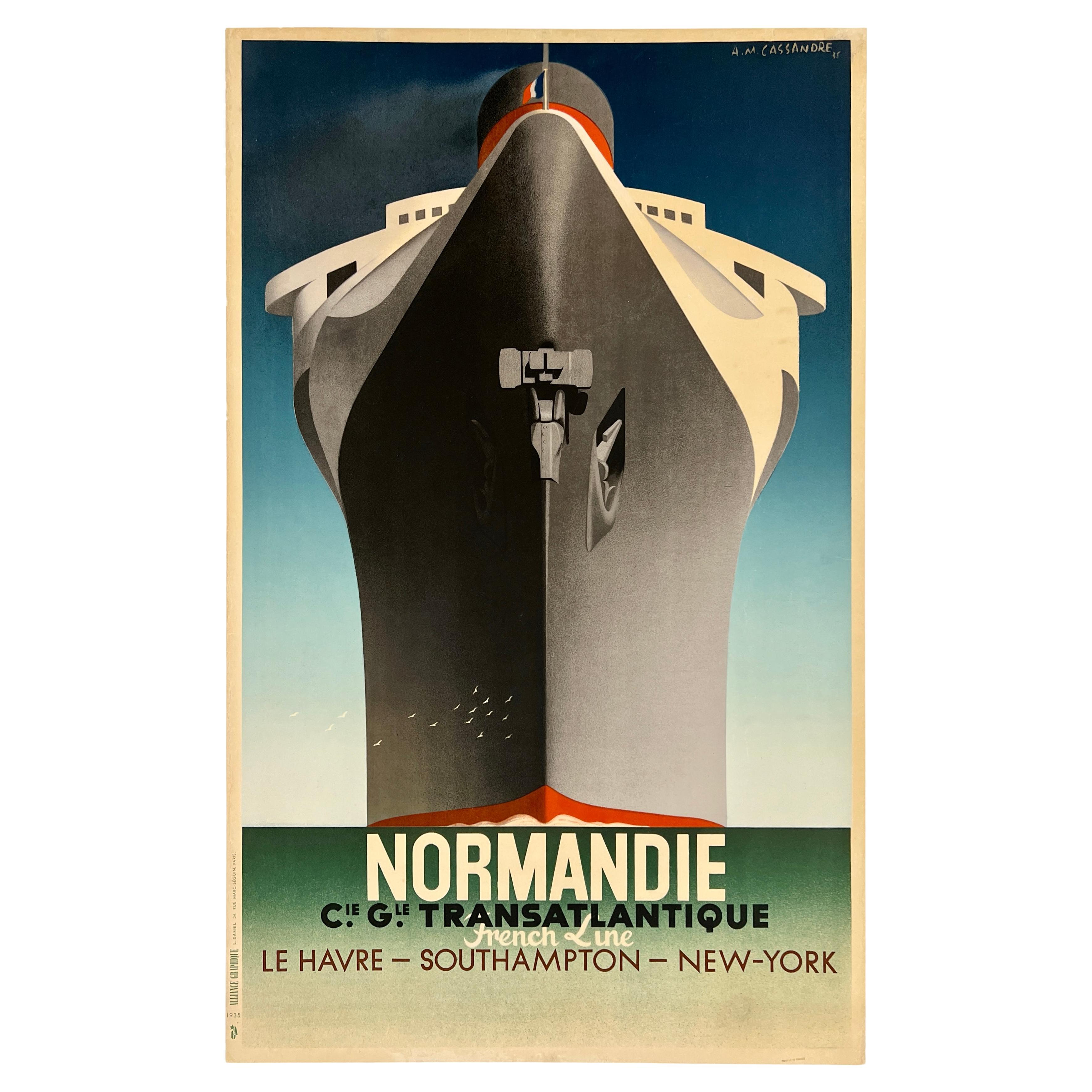 NORMANDIE - FRENCH LINE Original Vintage Travel Poster