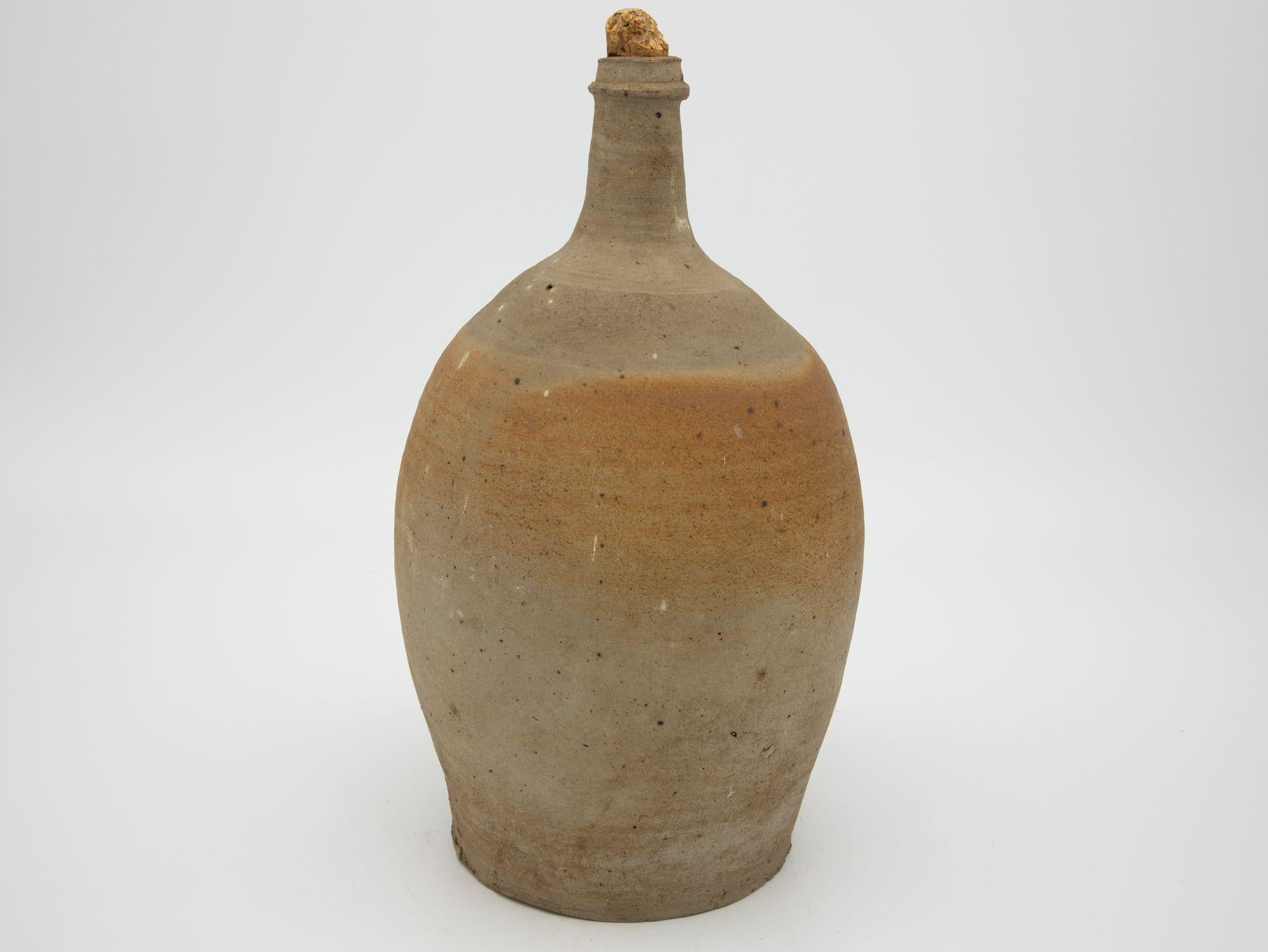 French Normandy Earthenware Jug with Cork For Sale