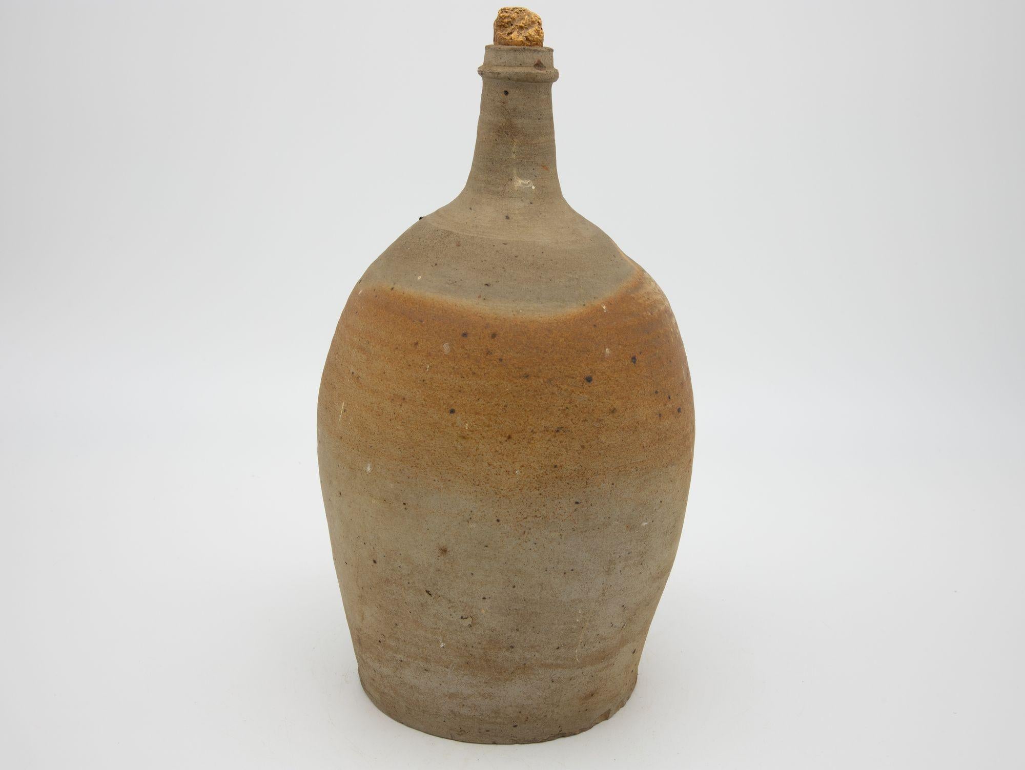 French Normandy Earthenware Jug with Cork For Sale