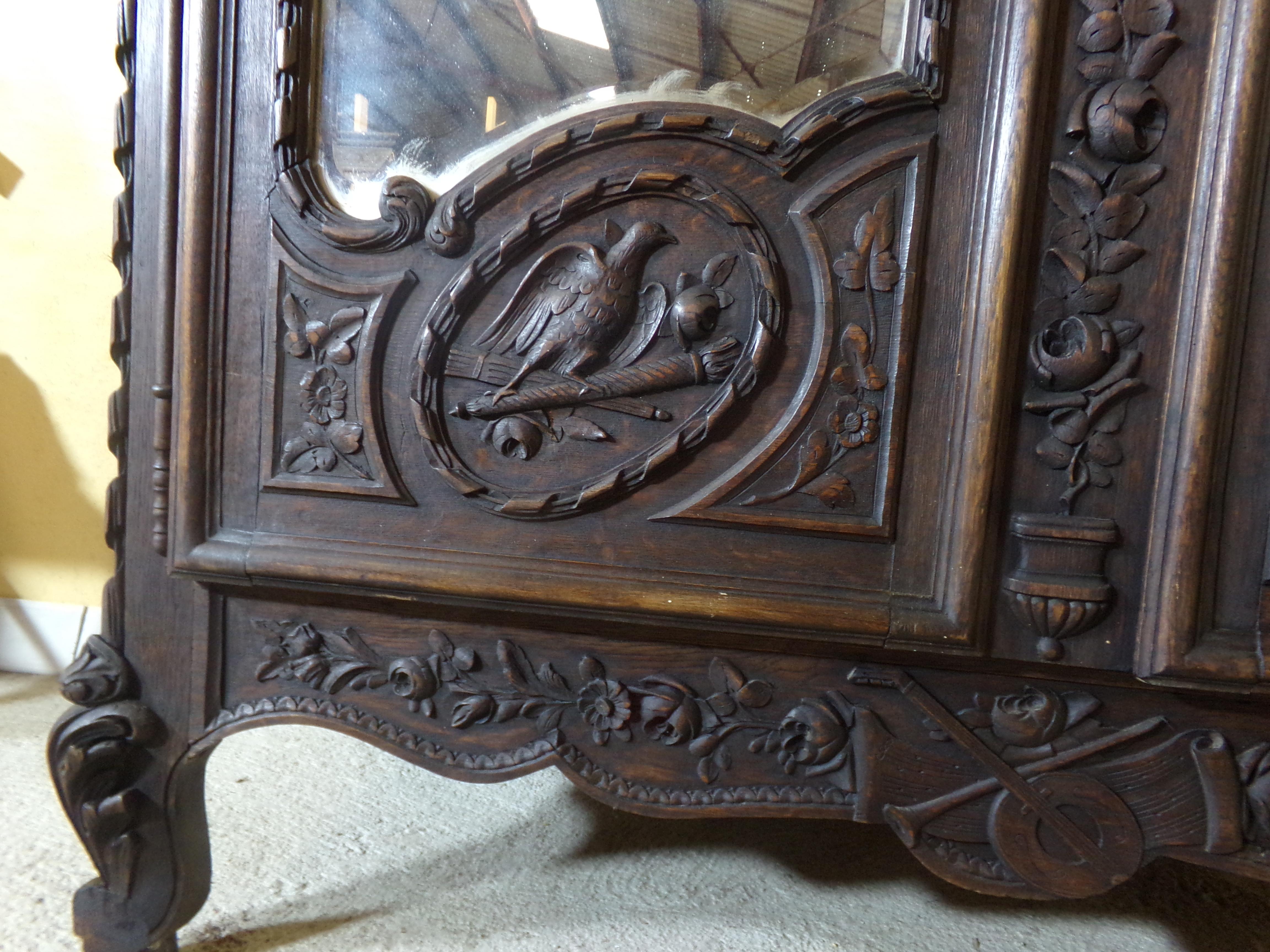 Carved Normandy Marriage Armoire, C1890 For Sale