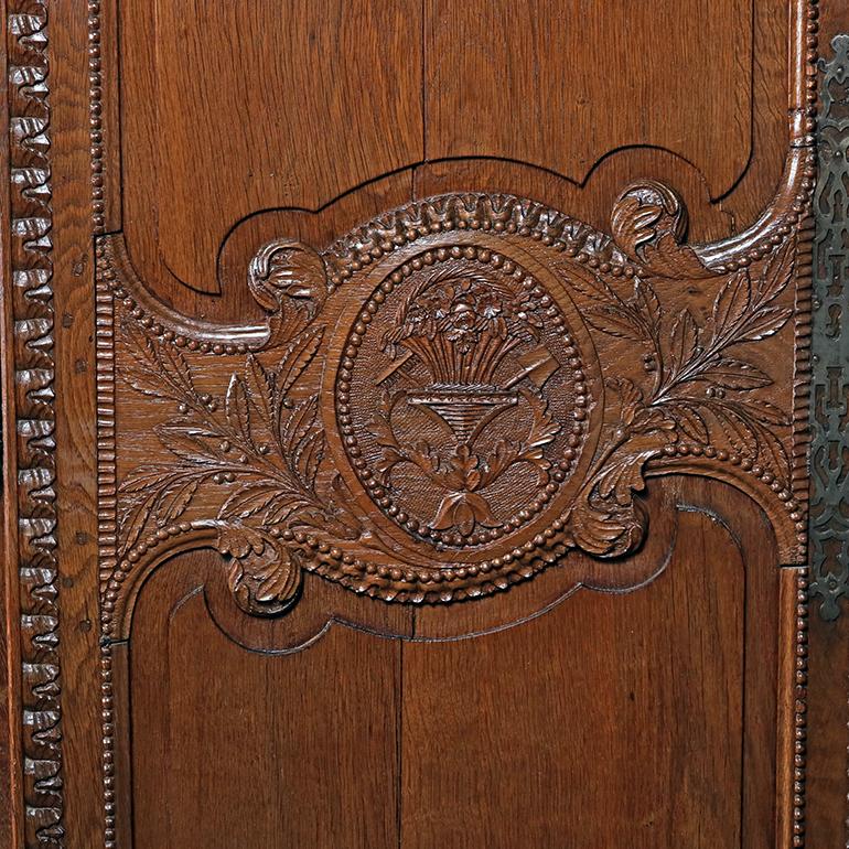18th Century Normandy Style Armoire with Incredible Carved Detail For Sale