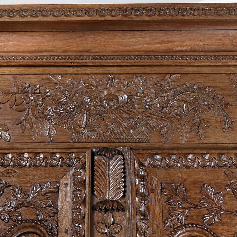 Normandy Style Armoire with Incredible Carved Detail For Sale 1