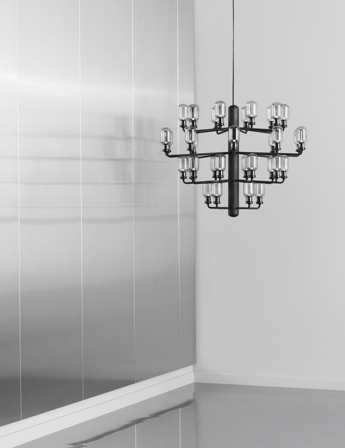 Danish Normann Copenhagen Amp Chandelier Smoke/Black Large by Simon Legald For Sale