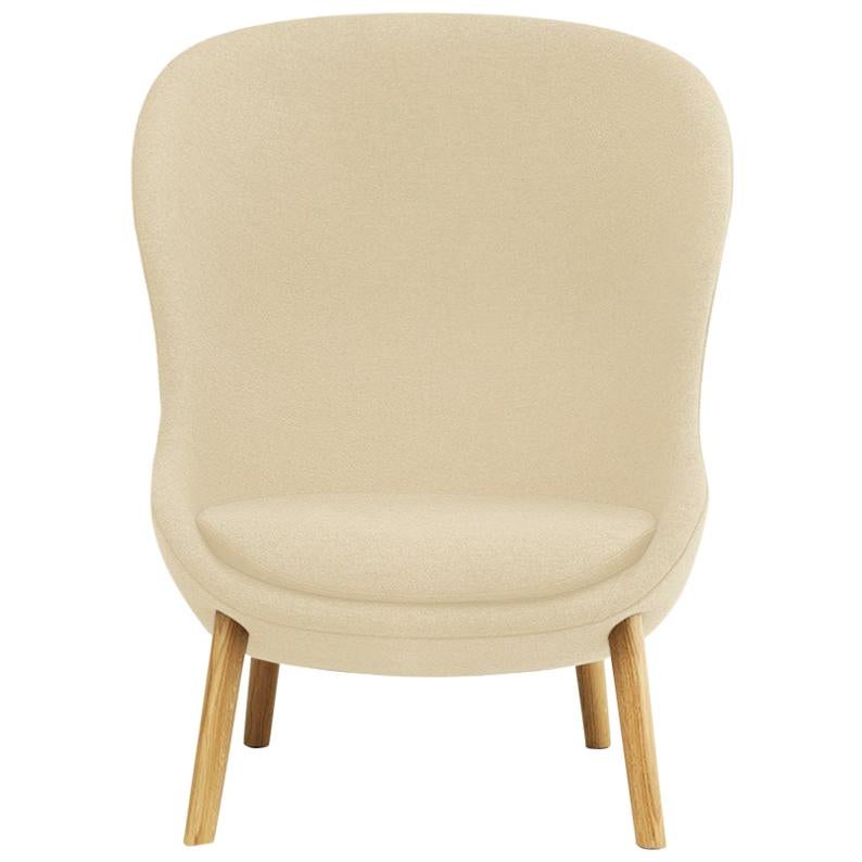 For Sale: Beige (Sørensen Leather Spectrum Eggshell) Normann Copenhagen Hyg Lounge Chair High Oak in Sørensen Spectrum Leather