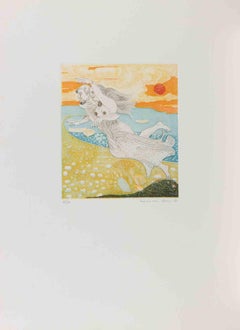 Pareja en el aire - Aguafuerte de Normanno Soscia - 1980