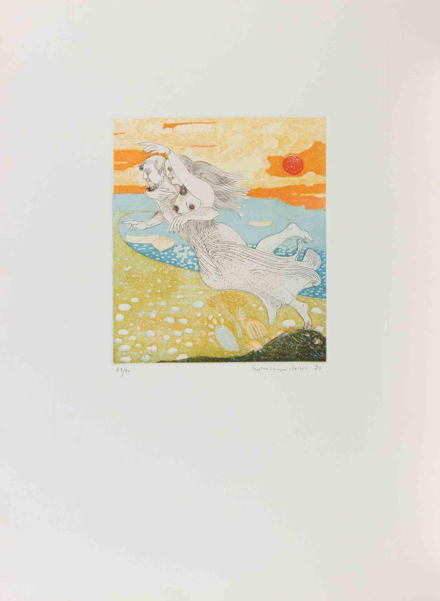 Etching and aquatint on paper realized by Normanno Soscia.

Hand signed and numbered in pencil.

Edition of 30 in roman numbers and 90 in arab numbers.

Excellent condition.