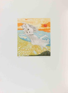 Couple en l'air - Gravure de Normanno Soscia - 1980