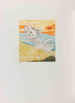 Couple en l'air - Gravure de Normanno Soscia - 1980