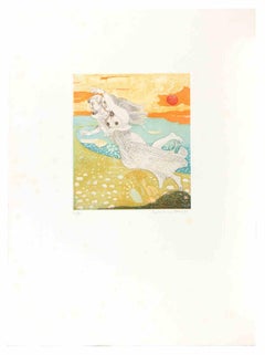 Couple en l'air - Gravure de Normanno Soscia - années 1990