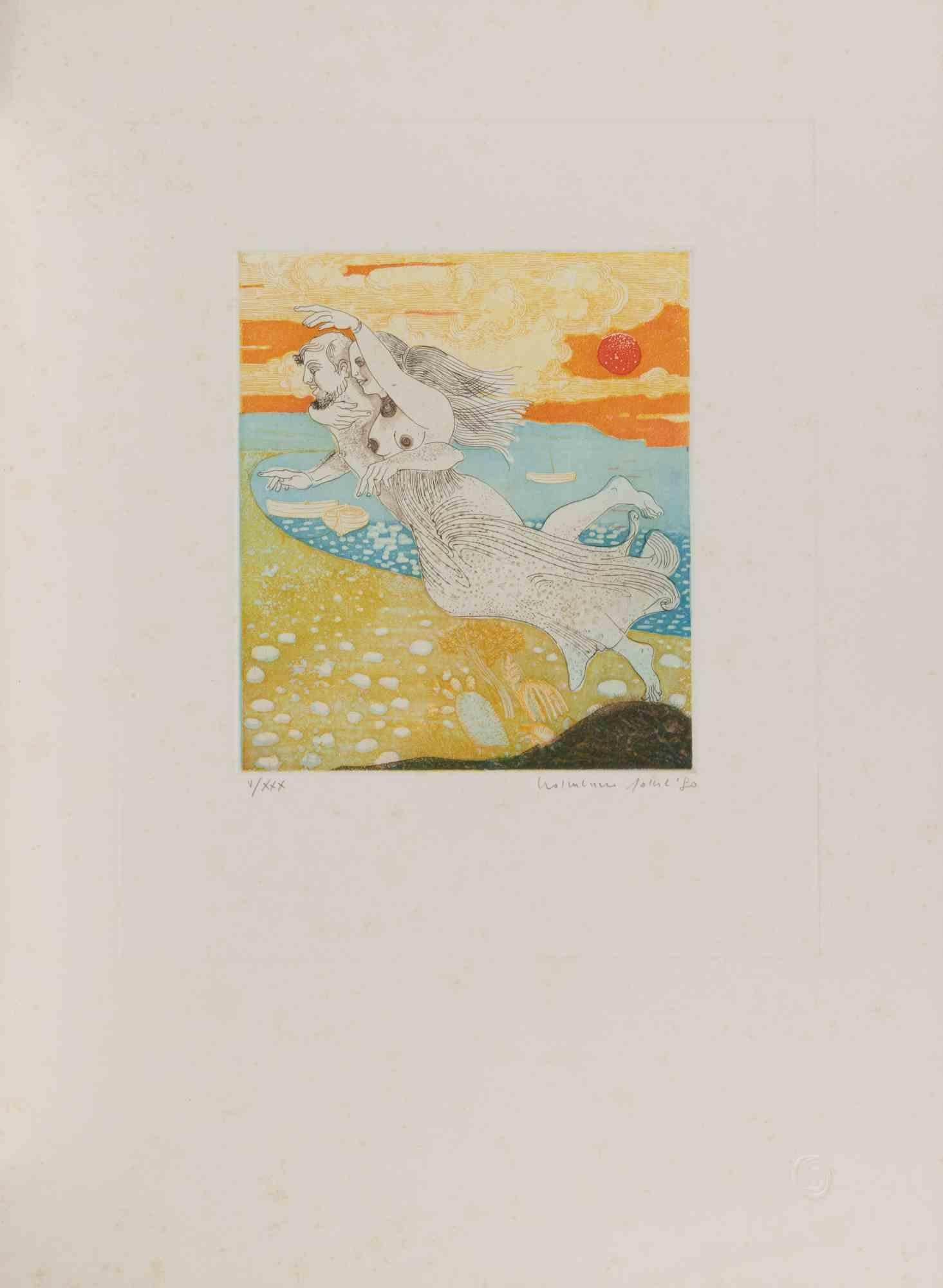 Etching and aquatint on paper realized by Normanno Soscia.

Hand signed and numbered in pencil.

Edition of 30 in roman numbers.

Excellent condition.