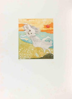 Couple en l'air - Gravure de Normanno Soscia - années 1990