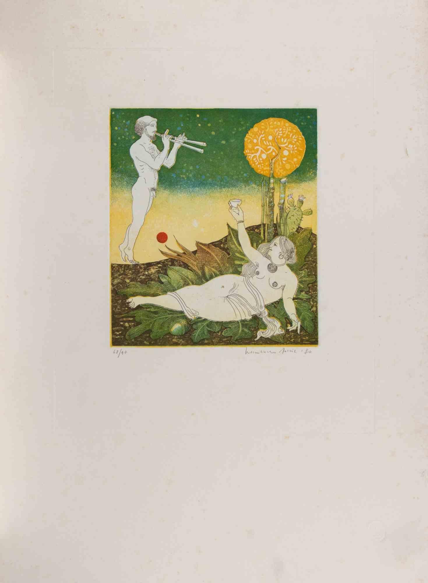 Mythological Scene - Etching by Normanno Soscia - 1980s