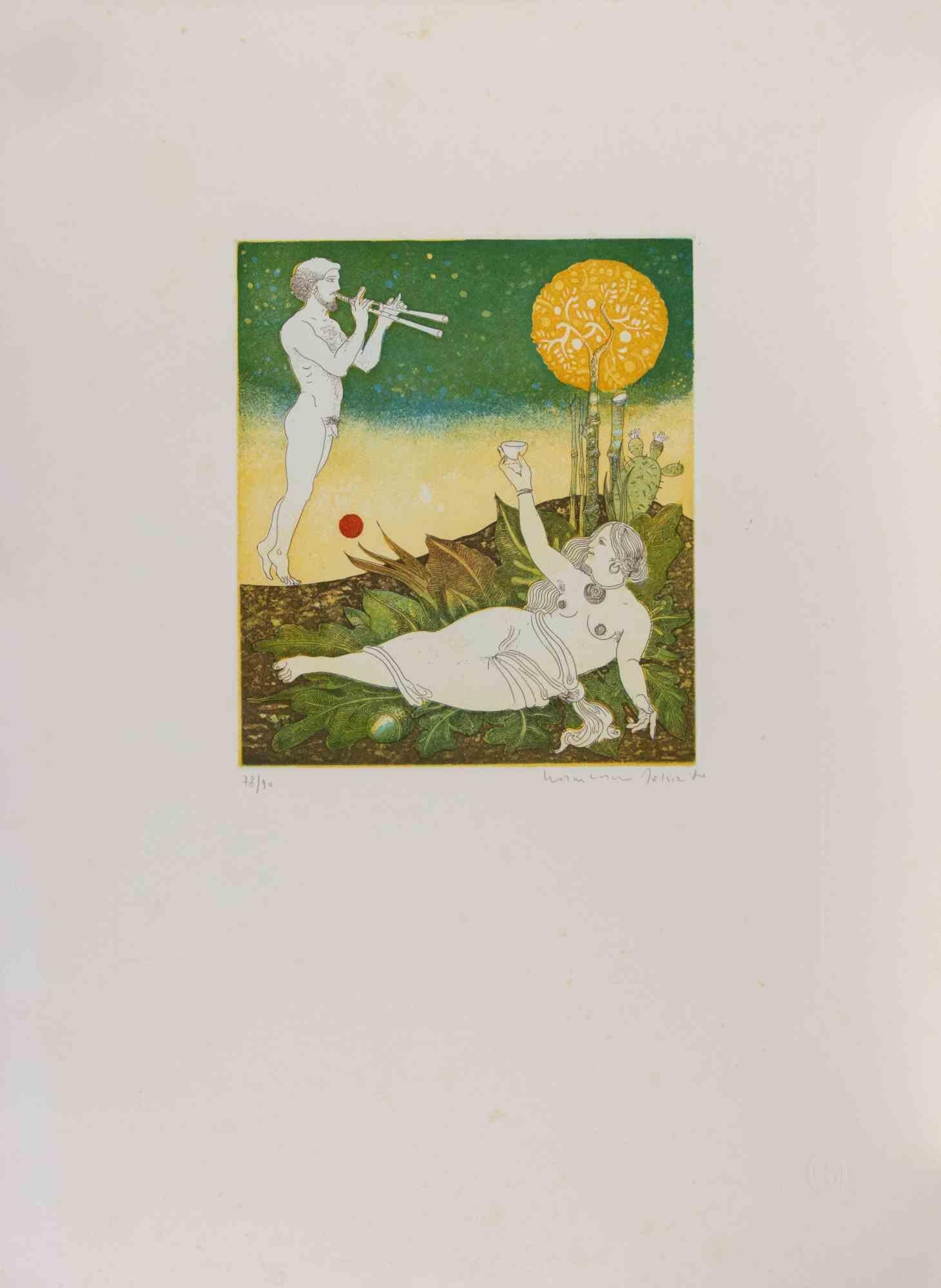 Mythological Scene - Etching by Normanno Soscia - 1980s