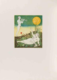 Pastoral Allegory - Etching by Normanno Soscia - 1980s