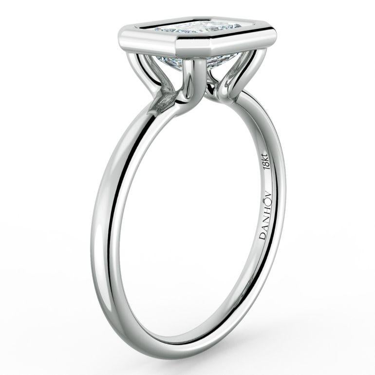 For Sale:  Norme de Danhov Engagement Ring in 14k White Gold With Cubic zirconia center  4