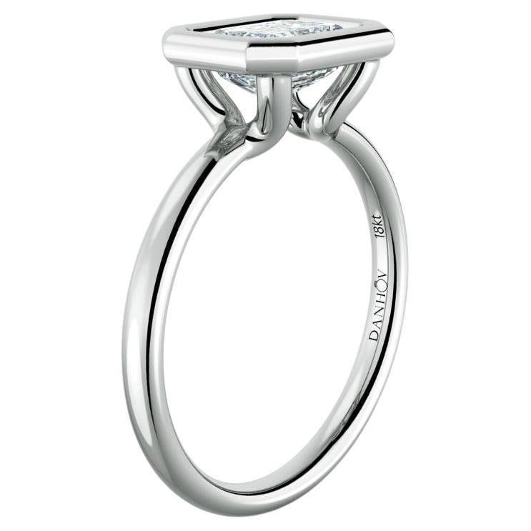 For Sale:  Norme de Danhov Engagement Ring in 14k White Gold With Cubic zirconia center