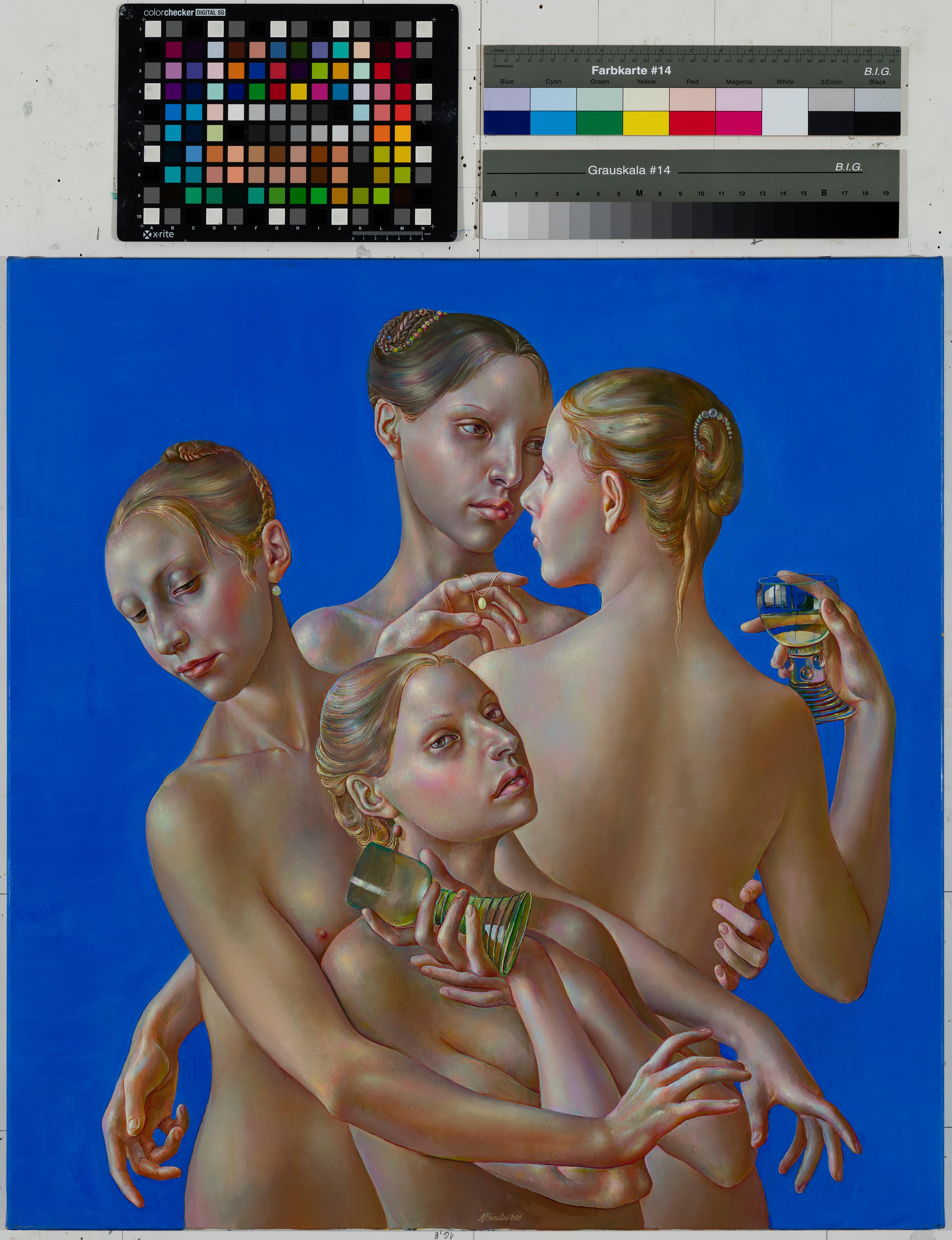 Mädchen und Weinreben. 2021. Öl auf Leinwand, 82x79 cm, Öl (Realismus), Painting, von Normunds Braslinsh