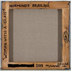 Woman with a glass.2019. Oil on canvas, 45x45 cm