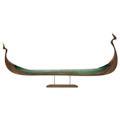 Nornegæst, a Green Glass & Oak Unique Sculpture by Backhaus & Brown and Egeværk