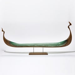 Nornegæst, a Green Glass & Oak Unique Sculpture by Backhaus & Brown and Egeværk