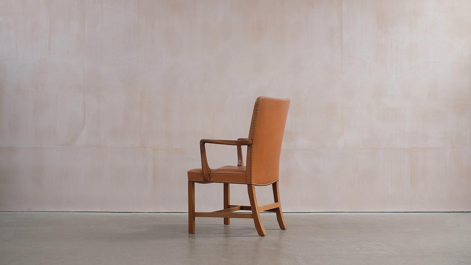 Leather Norrevold Armchair by Kaare Klint  For Sale