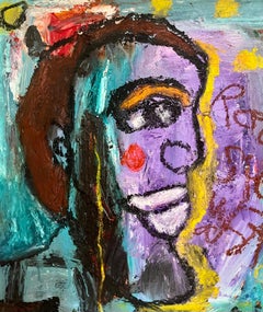 Large Expressionist Outsider Art Brut Painting Two Figures Norris Embry