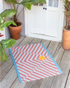 Norte Area Rug, Hand-Woven Colorful Geometric Wool Blue Red Yellow 21"x57"