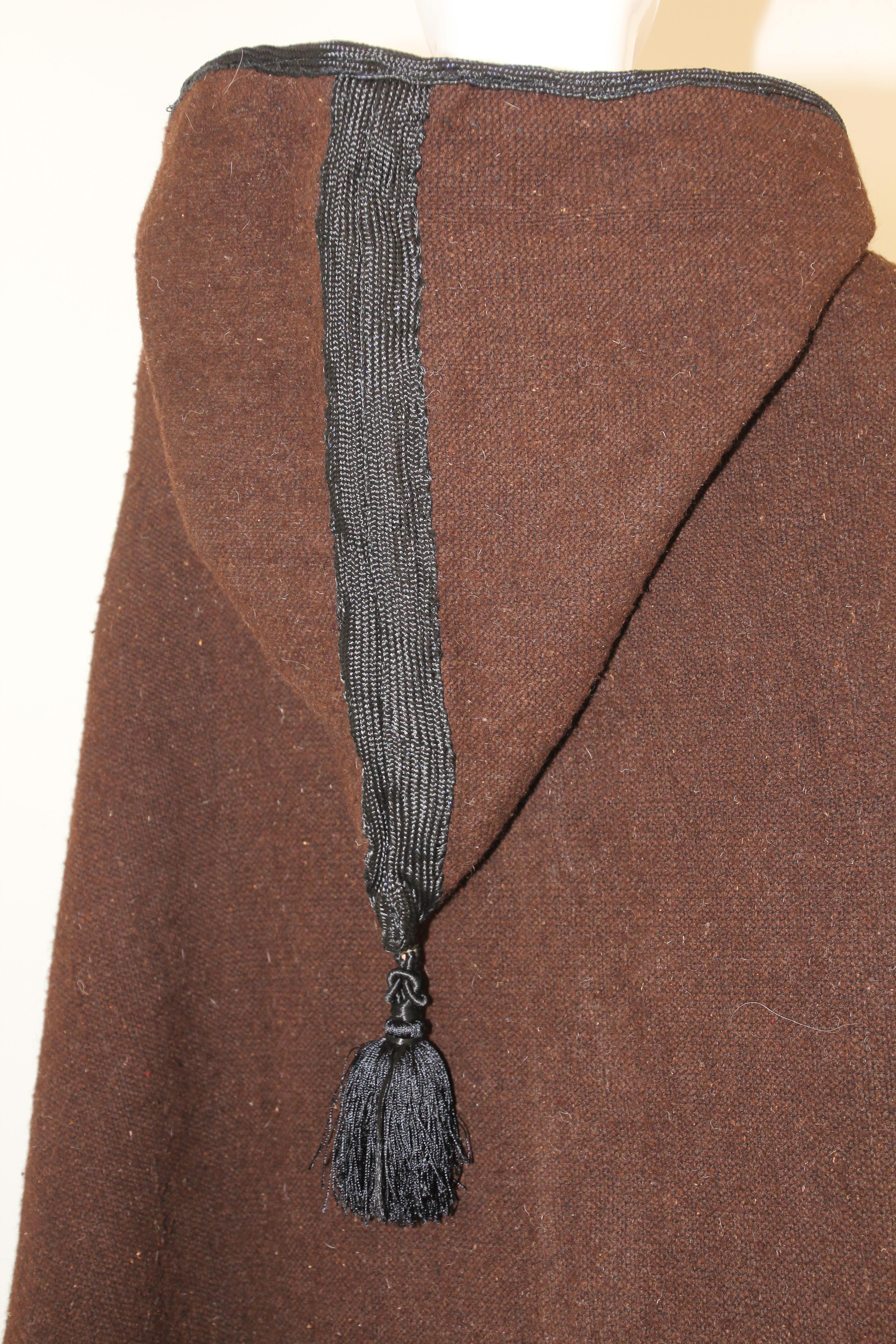 North Africa Berber Ethnic Moroccan Burnous Brown Wool Cape 3