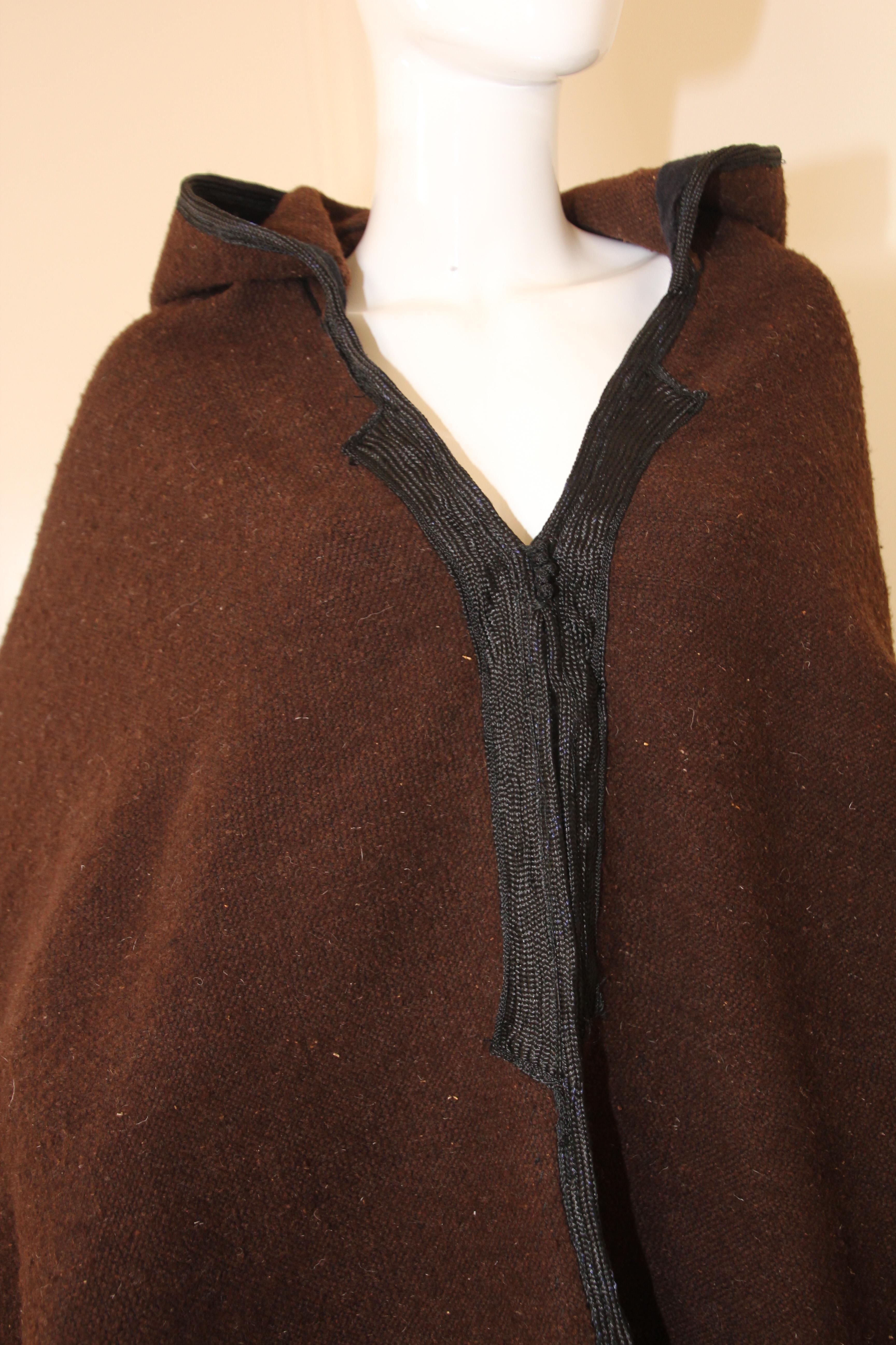 North Africa Berber Ethnic Moroccan Burnous Brown Wool Cape 6